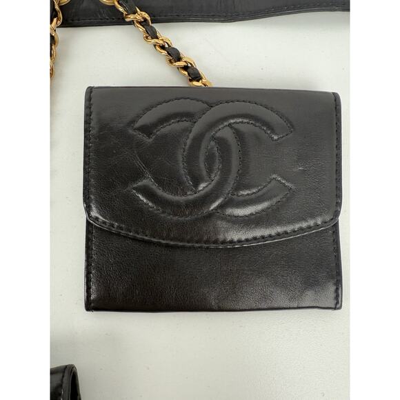 Chanel Vintage 1990 Waist Belt Multi Pouch Black Leather - Picture 9 of 13
